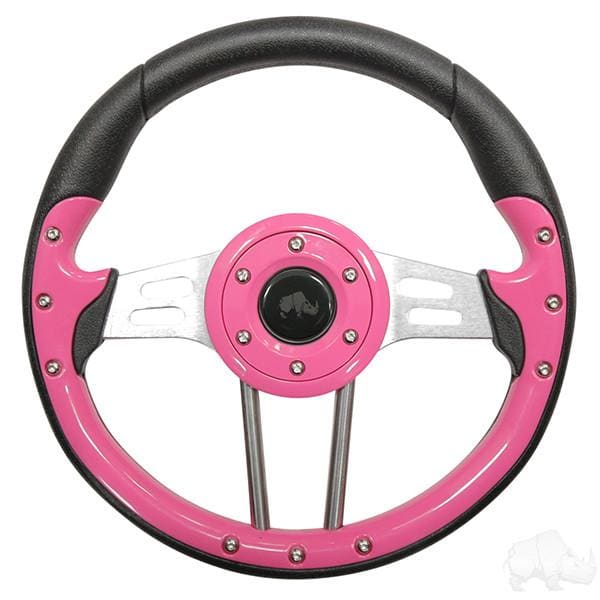 Pink 13" Aviator Golf Cart Steering Wheel with Adapter Hub