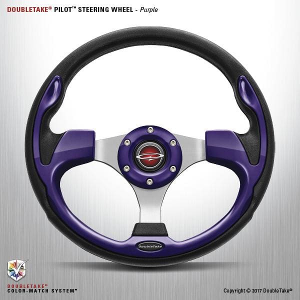 Purple Doubletake Pilot Golf Cart Steering Wheel and Adapter