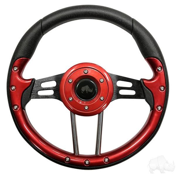 Red 13&quot; Aviator Golf Cart Steering Wheel with Adapter Hub