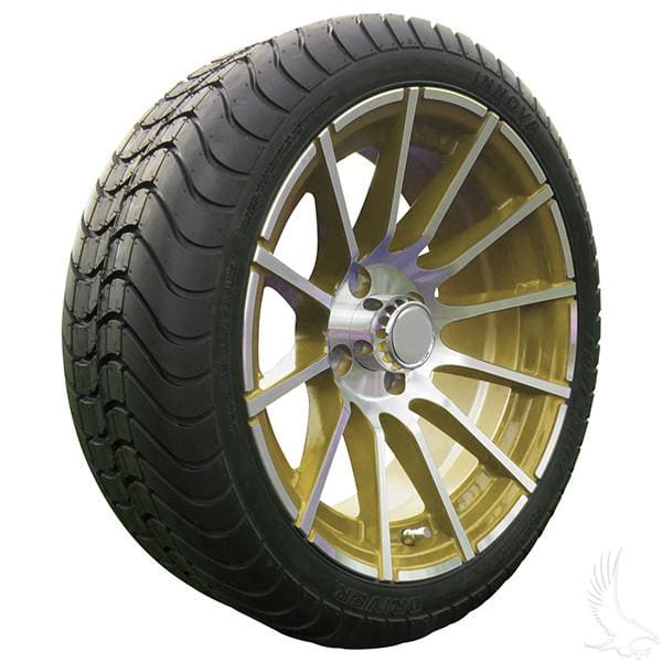 Set of (4) 205/35R-15 Golf Cart Street / Turf Tires with #600 Aluminum Wheels