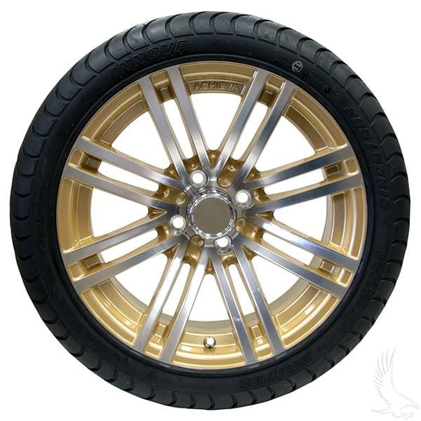 Set of (4) 205/35R-15 Golf Cart Street / Turf Tires with #601 Aluminum Wheels