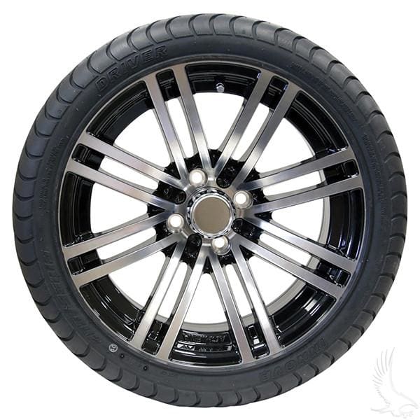 Set of (4) 205/35R-15 Golf Cart Street / Turf Tires with #601 Aluminum Wheels