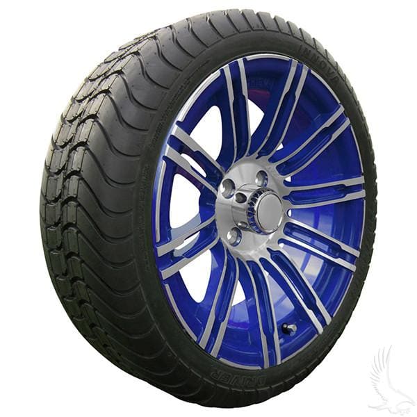 Set of (4) 205/35R-15 Golf Cart Street / Turf Tires with #602 Aluminum Wheels