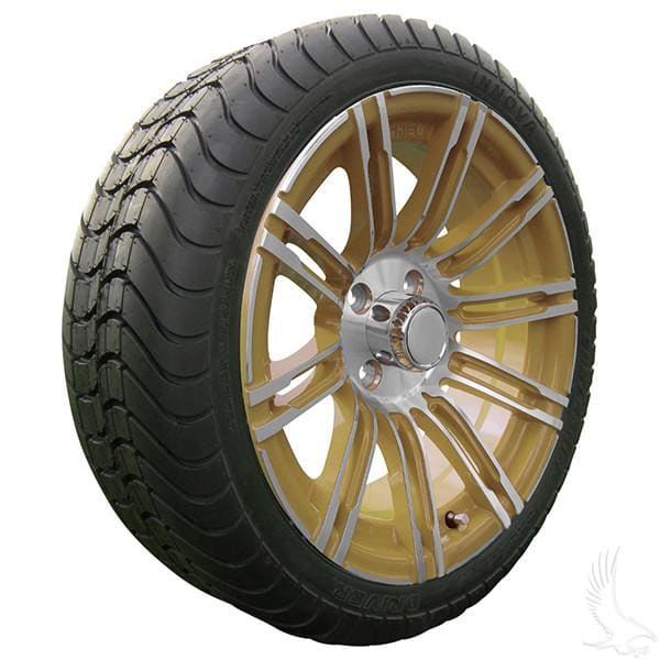 Set of (4) 205/35R-15 Golf Cart Street / Turf Tires with #602 Aluminum Wheels