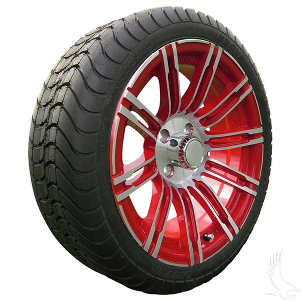 Set of (4) 205/35R-15 Golf Cart Street / Turf Tires with #602 Aluminum Wheels