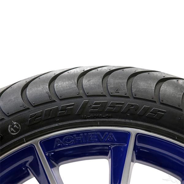 Set of (4) 205/35R-15 Golf Cart Street / Turf Tires with #603 Aluminum Wheels