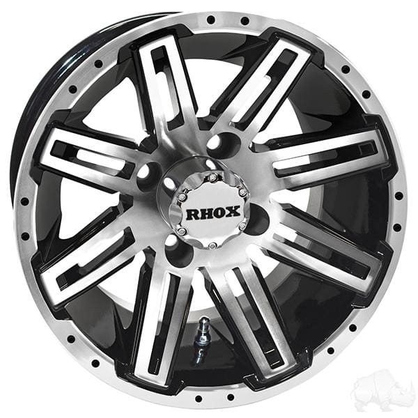 Set of (4) rhox rx265 12 machined black golf cart wheels - 