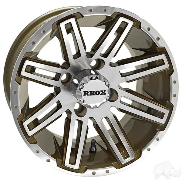 Set of (4) rhox rx265 12 machined bronze golf cart wheels - 