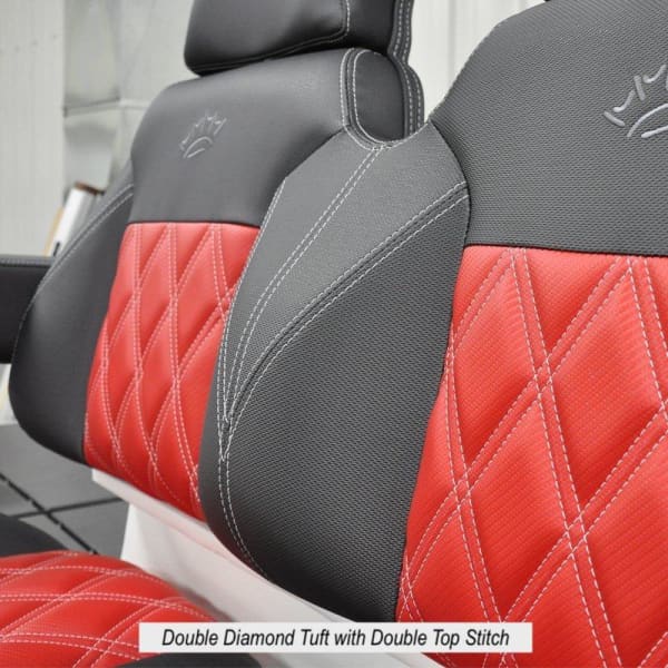 Suite Seats Custom Golf cart seats with double diamond tuft and double top stitch..