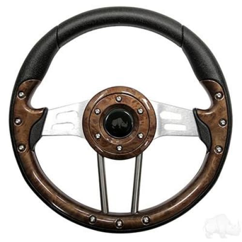 Woodgrain 13" Aviator Golf Cart Steering Wheel with Adapter Hub