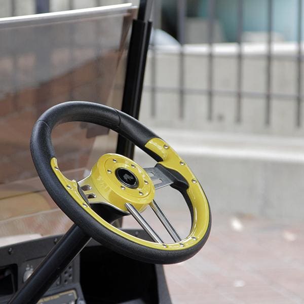 Yellow 13&quot; Aviator Golf Cart Steering Wheel with Adapter Hub