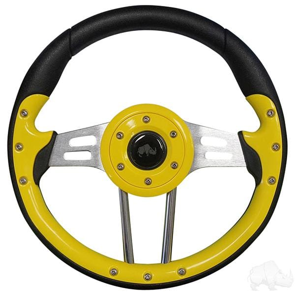 Yellow 13&quot; Aviator Golf Cart Steering Wheel with Adapter Hub